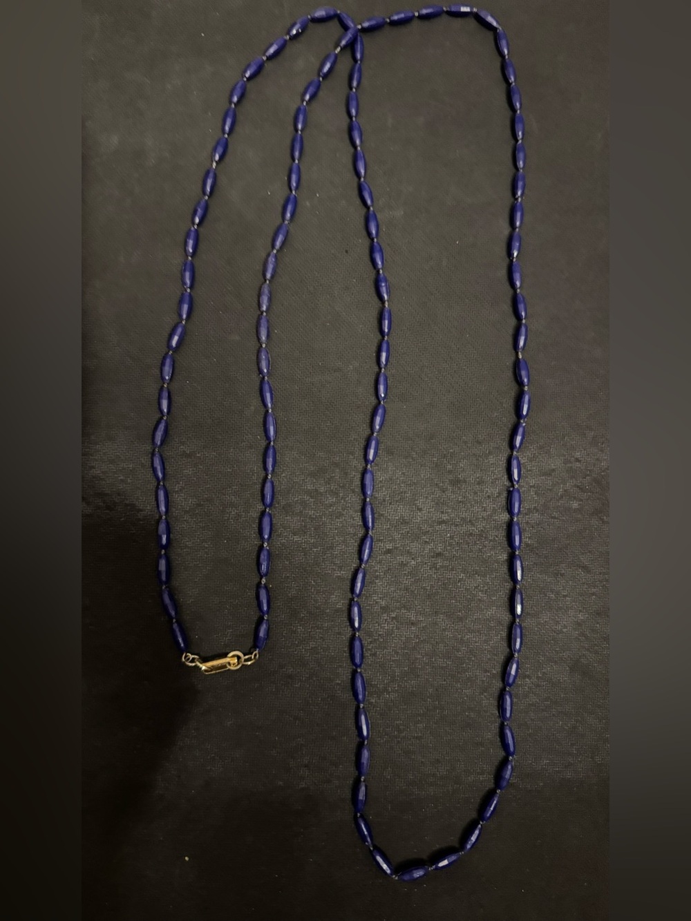Vintage Mid 20th Century Blue Plastic Bead Necklace from Hong Kong